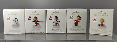 New Hallmark Keepsake 2010 Peanuts On Ice Set Of 5 Miniature Christmas Ornaments • $59.99