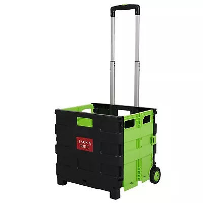 Collapsible Rolling Crate Utility Cart Foldable Grocery Cart With Wheels • $27.89