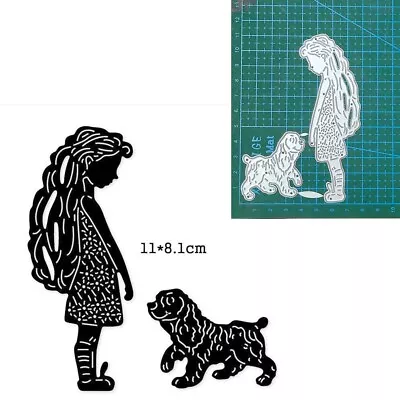 Girl&Dog Stencil Metal Cutting Dies Scrapbooking Cut Embossing Blade Punch Mould • $3.97