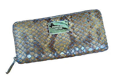 MICHAEL KORS Electronic Sand Brown PYTHON LEATHER PHONE CASE WALLET CLUTCH EUC • $35.99