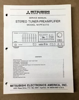 Mitsubishi M-PF3370 Preamp / Preamplifier Service Manual *Original* • $24.97