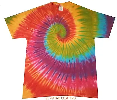 Tie Dye T Shirt Rainbow  Spiral  All Sizes Hand Dyed In The UK  • £16.75