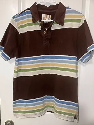 Vintage Men’s Medium Ocean Pacific OP Brown/Stripe  Surf Skate 80s Polo Shirt • $44