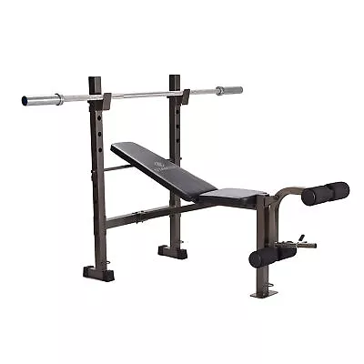 Stamina Adjustable Steel Weight Bench Barbell Rack Combo Set For Home Gym Black • $94.99