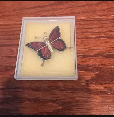 Vintage Gold Tone & Enamel Red Butterfly Brooch1 Pin 1.5” X 1.5” • $5