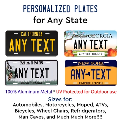 $14.99 • Buy Any State Any Text Vintage License Plate Tag Personalized Auto Car Bike Bicycle