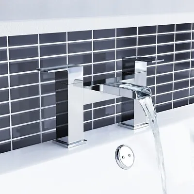 £29.50 • Buy Luxury Bath Filler Shower Mixer Tap Wide Waterfall Bathroom Chrome Square Set