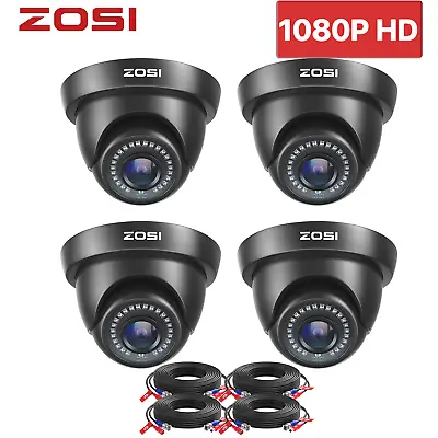 ZOSI 4PCS CCTV Security Camera 1080P 3000TVL Outdoor Dome 80ft Night Vision IP66 • £55