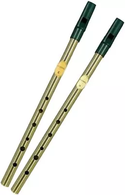 Feadog Brass Irish Tin Whistle Set Of 2 Key D And C Small Flute Made In Ireland • $15.60