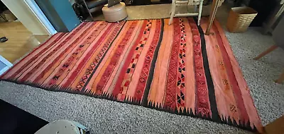 Vintage Tribal Moroccan Rug 65  X 119  Red Orange Black • $200