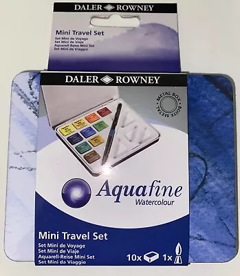 Daler Rowney Aquafine Mini Watercolour Paint Travel Set New Sealed 11pc • £8.95