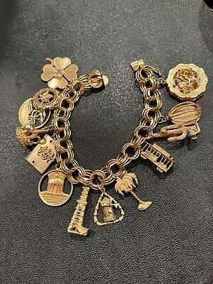 14k Gold Charm Bracelet W Charms Vintage • $10.50