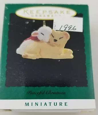 1996 Hallmark Keepsake Miniature Ornaments ~ Peaceful Christmas ~ Lamb  LION NIB • $7.75