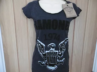 *new Tagged* Amplified The Ramones 1974 Eagle Ladies Top Dark Grey Size S 8 • £24.79