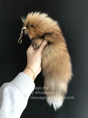 Red Brown Real Sun Fox Tail Keychain Brown Fox Tail Fur Tassel Bag Charm Pendant • $9.50