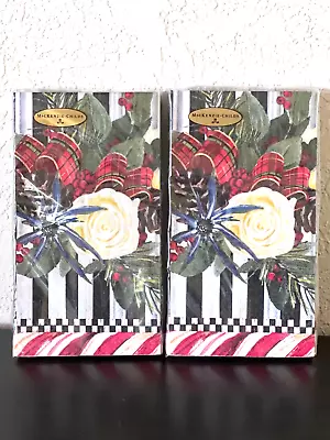£28.51 • Buy Mackenzie Childs Scottish Bouquet Courtly Check Paper Napkins GUEST 30 Piece NEW