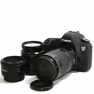 Canon EOS 6D 20.2MP 35-80/100-300/50mm Lens Set [Exc W/SD CardStrap [977] • $1362.77