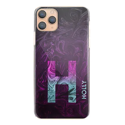 Personalised Initial Phone Case;Purple Marble Swirl Print Hard Cover With Name • $33.56