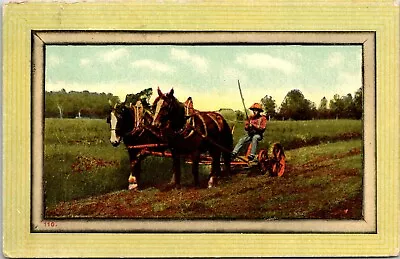 Postcard Horse Drawn Plow In Field With Farmer Riding 1911 Massillon Ohio  N2 • $6.95