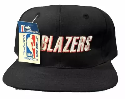 Vintage Portland Blazers Black Snapback Hat NBA NWT Twins Enterprise 90s NOS • $42.97
