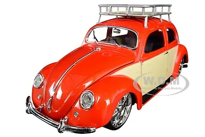 1951 Volkswagen Beetle W/roof Rack Orange Red 1/18 Diecast Car By Maisto 32614 • $42.99