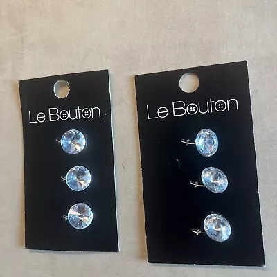 (6) Le Bouton Vintage 7/16  Rhinestone Shank Buttons New On Card A50 • $9.80