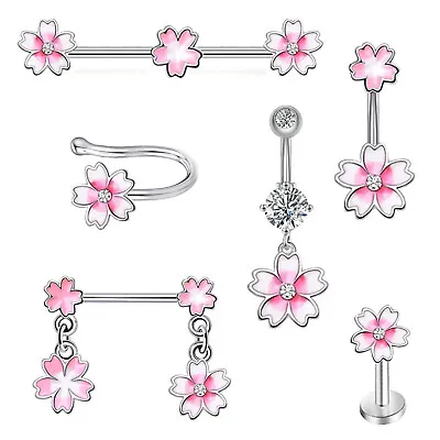 Flower Nose Piercing Stainless Steel Magnet Body Jewelry Drop Dangle Ring  • $3.59