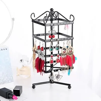 Rotating Jewellery Display Stand For Earrings 4 Tier 128 Holes Earring Organizer • £13.99