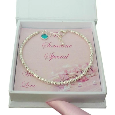 £8.99 • Buy Birthstone Bracelet In Gift Box. Gift For Daughter, Mum, Nanny, Niece,Sister Etc