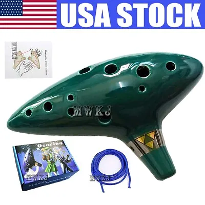 Green 12 Hole Ocarina Of Time Craft Instrument Alto C Flute Legend Of Zelda Gift • $14.99