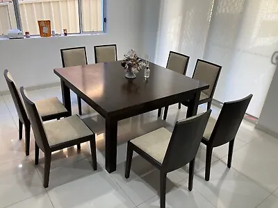 $385 • Buy 140cm X 140cm Solid Wood 8 Seats Dining Table With 8 Chairs