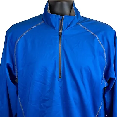 Mens Mizuno Performance Windbreaker 1/4 Zip Pullover Jacket Blue Size M Medium • $14.25