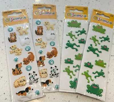 Vintage Sandylion PUFFY FUZZY Stickers (4) Sheets Dogs Frogs SEALED • $20