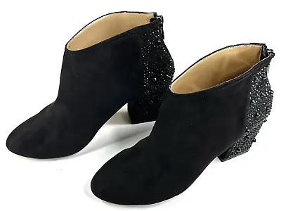 Zara Basic Black Studded Ankle Boots Women's Size EU 38 US 7.5 Heels Back Zip • $21.99