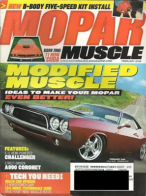 Mopar Muscle Magazine February 2008 Acceptable Condition Dodge Plymouth Chrysler • $8.50