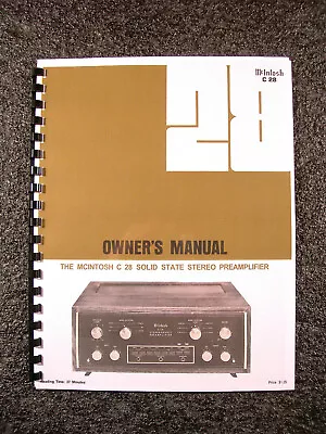 One Brand New Copy Of Mcintosh C28 Stereo Preamplifier Owner’s Manual • $26.95