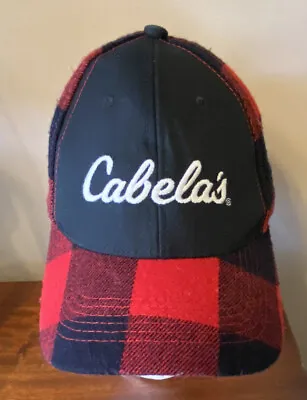 Men's Cabelas Red/Black Buffalo Plaid Snapback Ball Hat Cap- Cabela's • $8.49