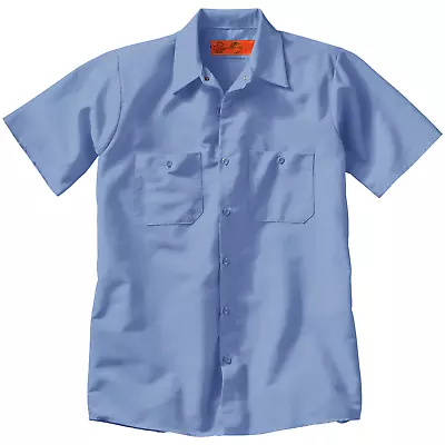 New Mens WORK SHIRT Light Blue Short Sleeve Red Kap SP24LB  Auto Mechanic IR • $8