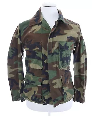 USMC 1983 Marine Corps Combat Coat Shirt Woodland Sz S Short Camouflage Camo • $20.03