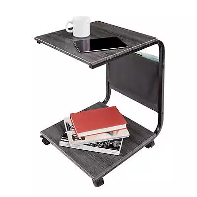 Seville Classics 15.7  C-Shaped Rolling Side Table With Side Pocket Storage. • $37.39
