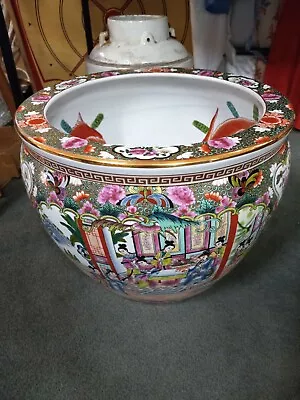 Gorgeous Large Old Antique Asian Chinese Porcelain Fish Bowl Famille Planter Koi • £4821.01