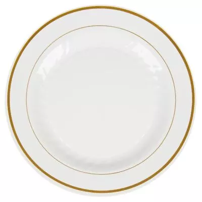 WNA MP10IPREM Masterpiece Ivory 10.25  Plastic Plate With Gold Trim 10/12 Cs • $145.07