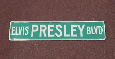 ELVIS PRESLEY BLVD Street Sign Green W White Letters Tin Metal 24  X 5   VINTAGE • $29.99