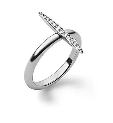 New Michael Kors Brilliance Silver Tone+pave Crystal Matchstick Ring- Mkj3523 • $67.99