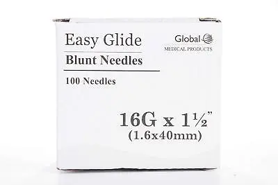 Global Medical Easy Glide Blunt Tip Needle 16 Ga X 1 1/2  Tip 100 Pcs • $13.99