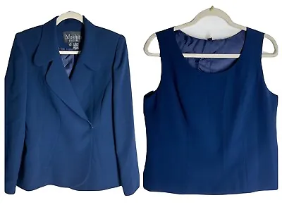 Moshita Couture Womens 2PC Blazer Suit Jacket Blue Size 10 • $45.98