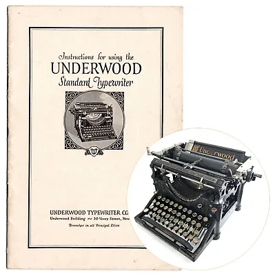 Underwood No.5 Typewriter Instruction Manual Antique Vtg Repro User Standard • $13