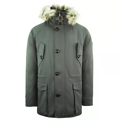 Hackett London Down Filled Arctic Parka Zip Up Men Grey Winter Coat HM402494 987 • £149.99