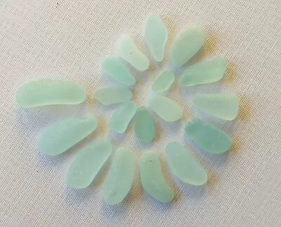 18 Pcs PALE PASTEL BLUE Beach Combed Sea Glass Jewelry Quality TAPERS • $16.95