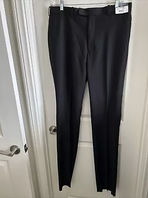 NWT Caravelli Black Tuxedo Pants Men’s Flat Front Slim Fit 44L (38x39) Raw Hem • $26.95